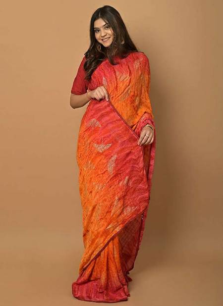 Orange Colour ASHIMA RIHANA FOIL Designer Ethnic Wear Sequance Embroidery Work Saree 3406